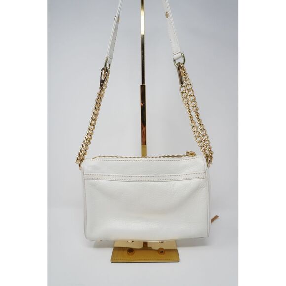Rebecca Minkoff Mini Mac Convertible Crossbody White Leather Gold Tone Small - Picture 2 of 9